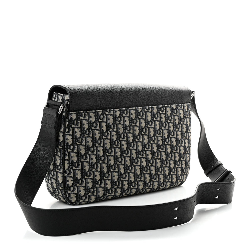 Grained Calfskin Oblique Large Saddle Messenger Black wholesalehk.shop