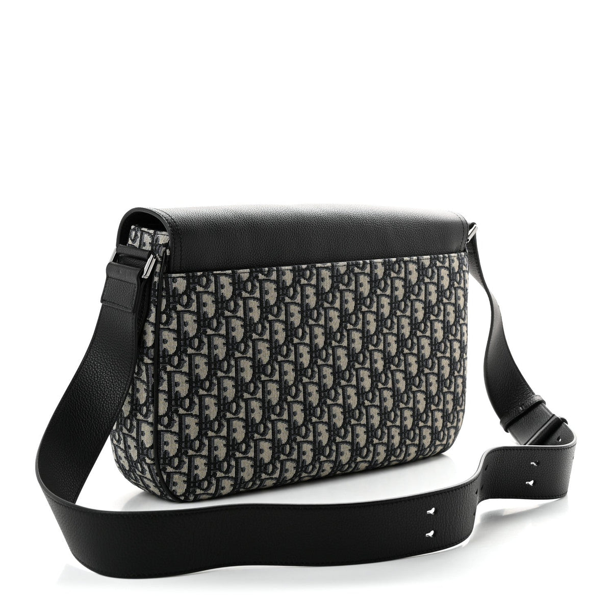 Grained Calfskin Oblique Large Saddle Messenger Black wholesalehk.shop