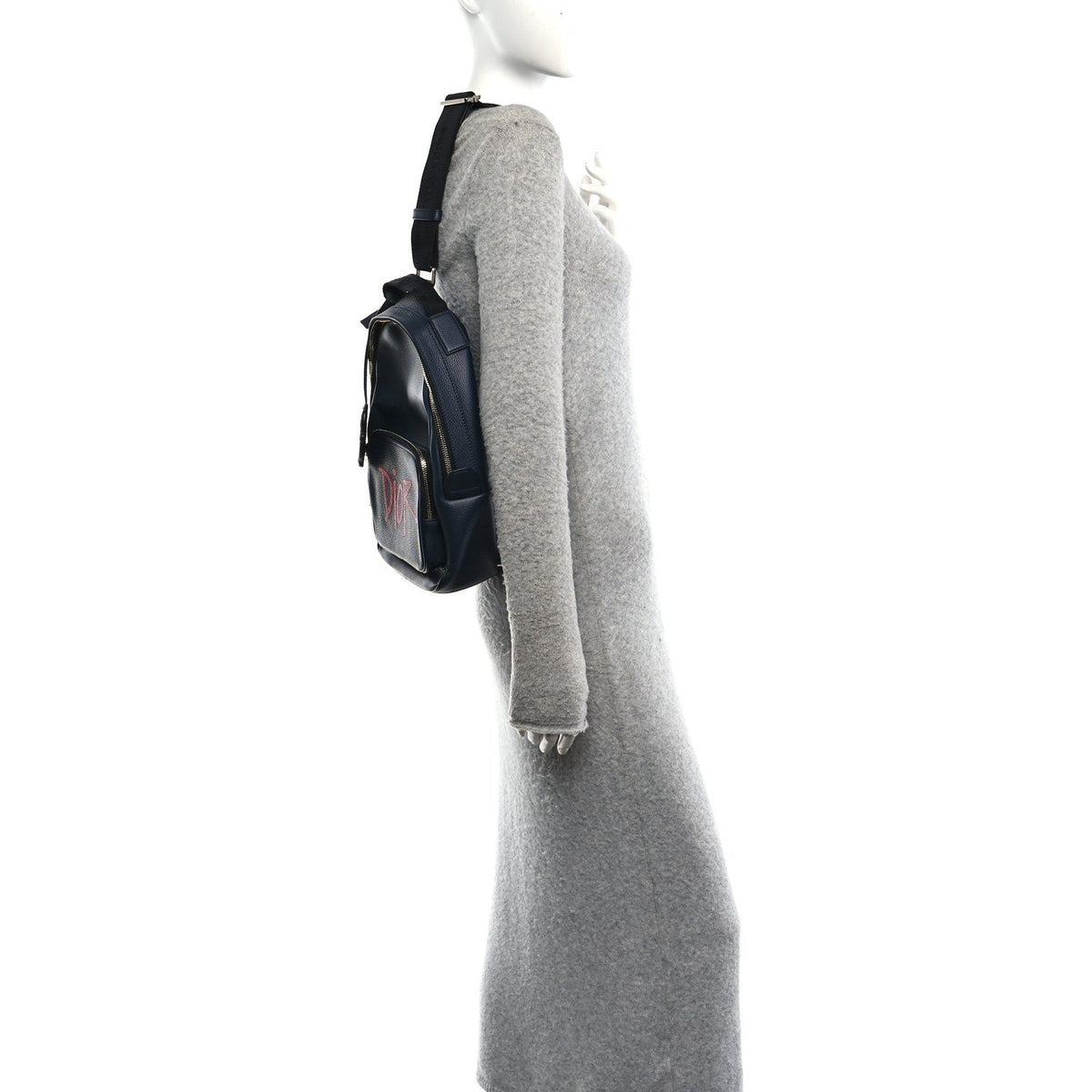 X SHAWN STUSSY Grained Calfskin Ox Head Crossbody Backpack Navy Blue wholesalehk.shop
