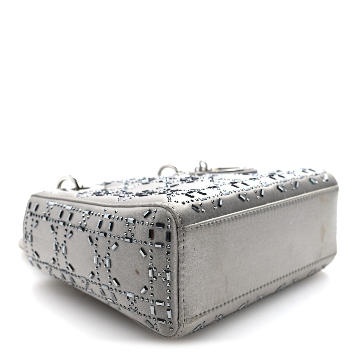 Satin Crystal Cannage Mini Lady Dior Gray wholesalehk.shop