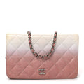 Ombre Patent Calfskin Quilted Wallet on Chain WOC Pink White wholesalehk.shop