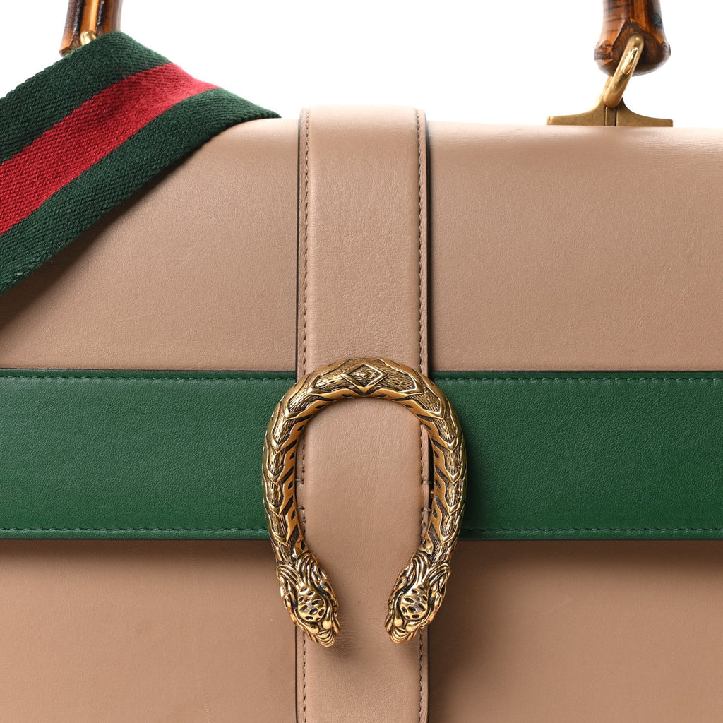Moon Calfskin Web Large Dionysus Bamboo Top Handle Bag Camelia Bright Evergreen Hibiscus Red wholesalehk.shop