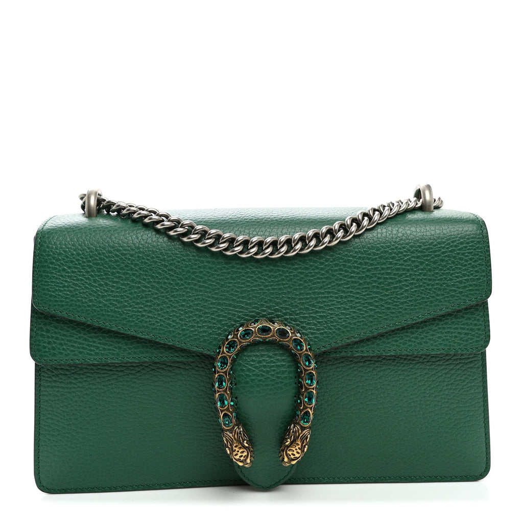 Pebbled Calfskin Small Dionysus Shoulder Bag Emerald wholesalehk.shop