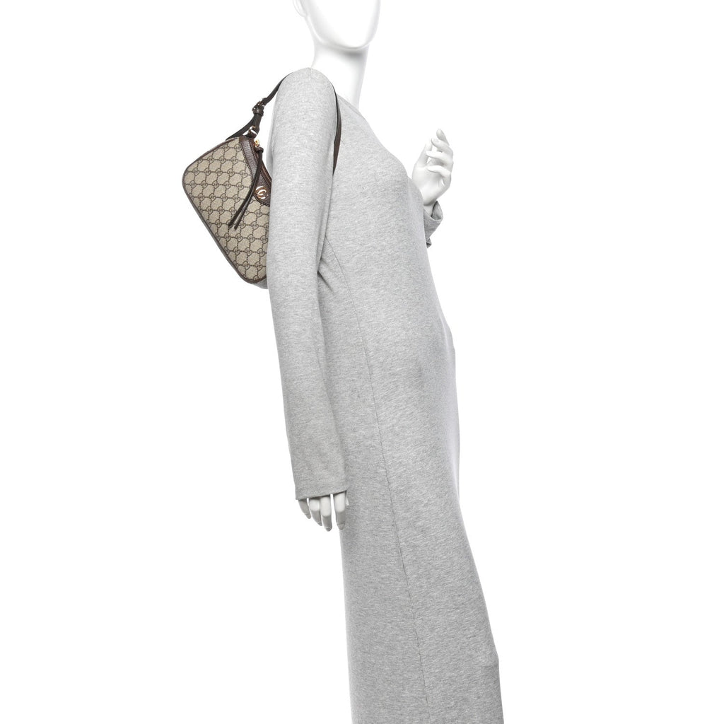 GG Supreme Monogram Textured Dollar Calfskin Small Ophidia Hobo Beige Ebony New Acero wholesalehk.shop