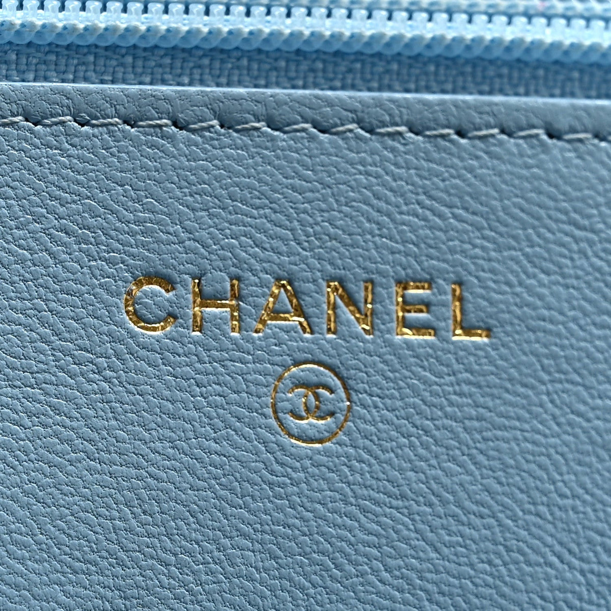 Lambskin Quilted Chanel 19 Wallet On Chain WOC Light Blue wholesalehk.shop
