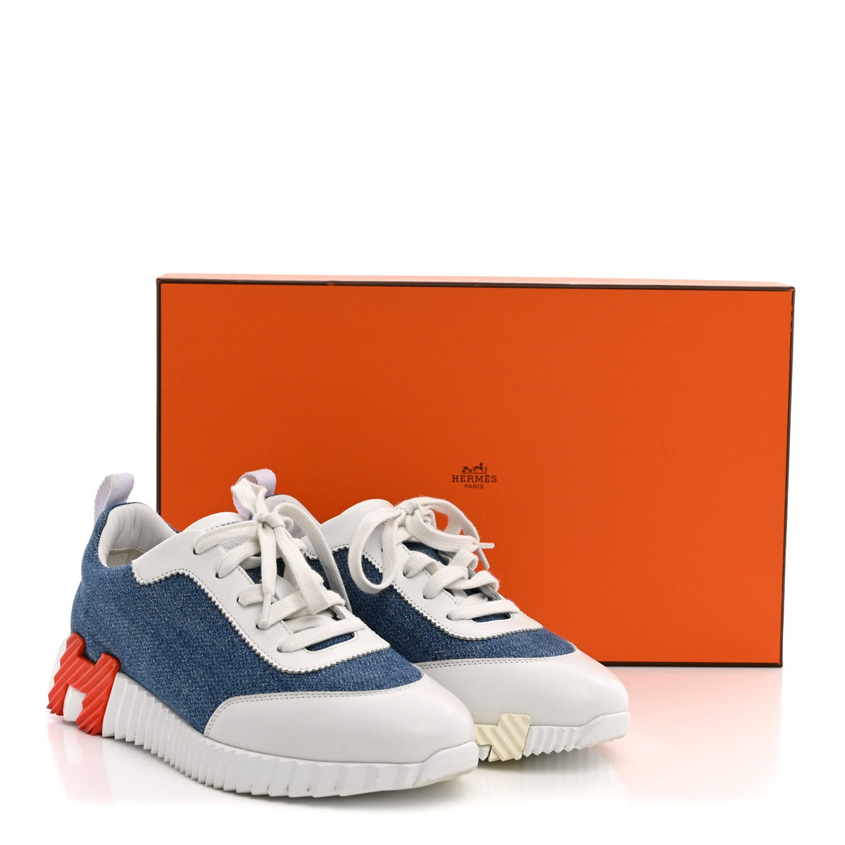 Denim Suede Goatskin Bouncing Sneakers 37.5 Bleu Clair White wholesalehk.shop