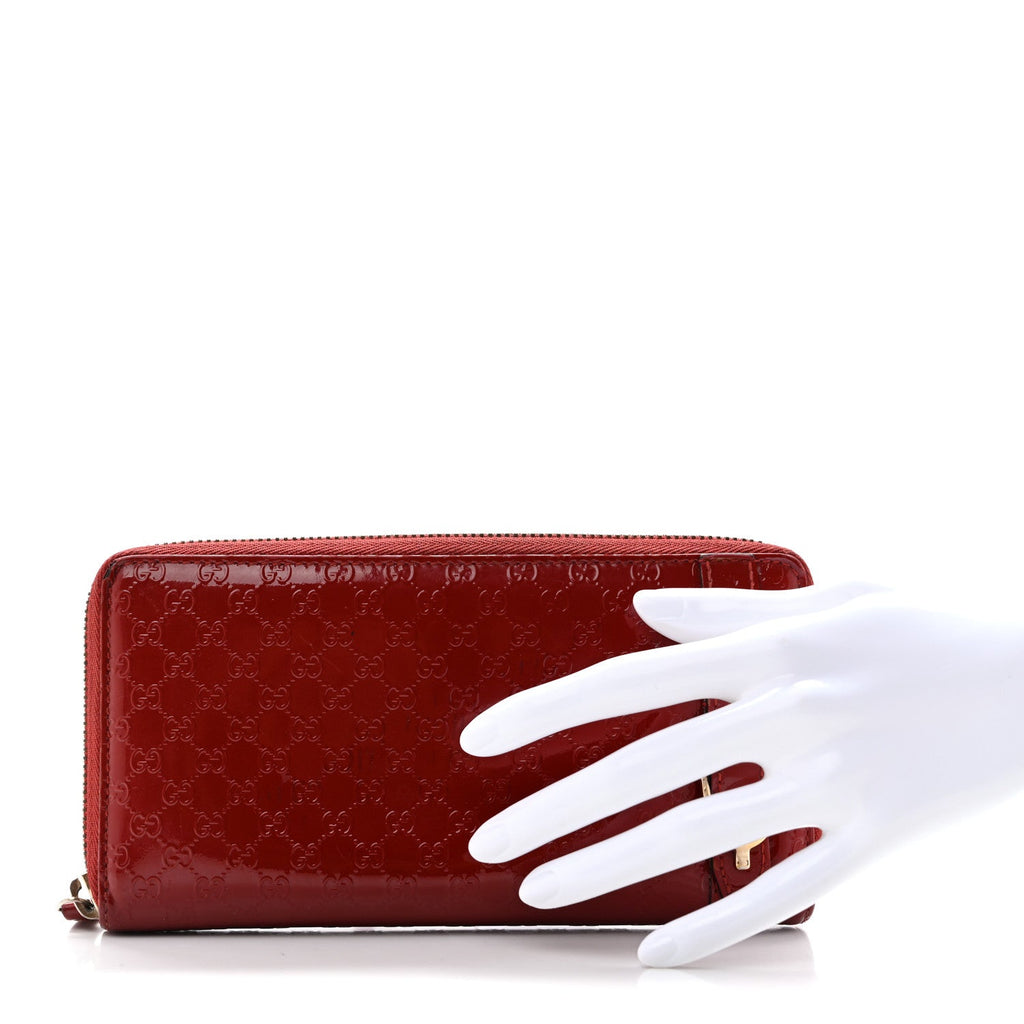 Patent Microguccissima Zip Around Wallet Rose Bed £¨ Direct shipment via from wholesalehk.shop