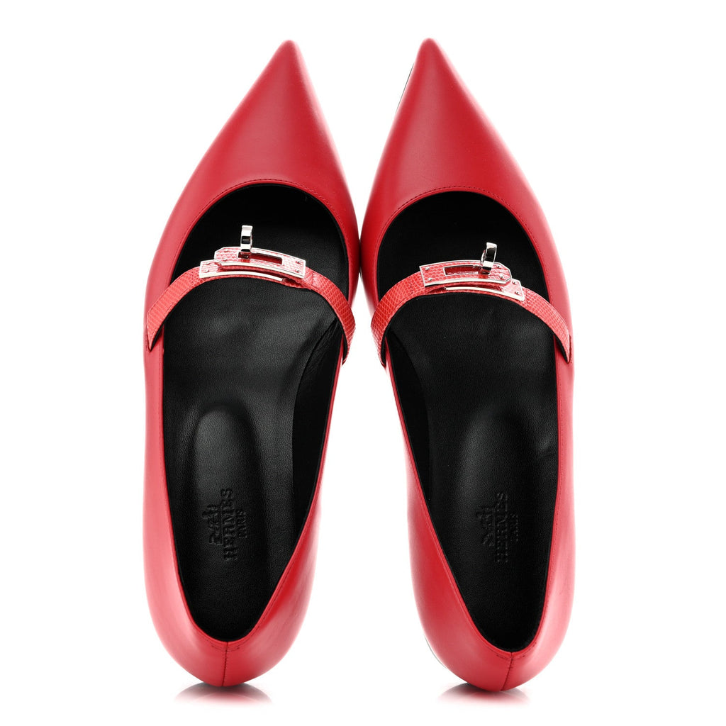 Lizard Calfskin Brillante Kelly Ballet Flat  38 Rouge Vif wholesalehk.shop