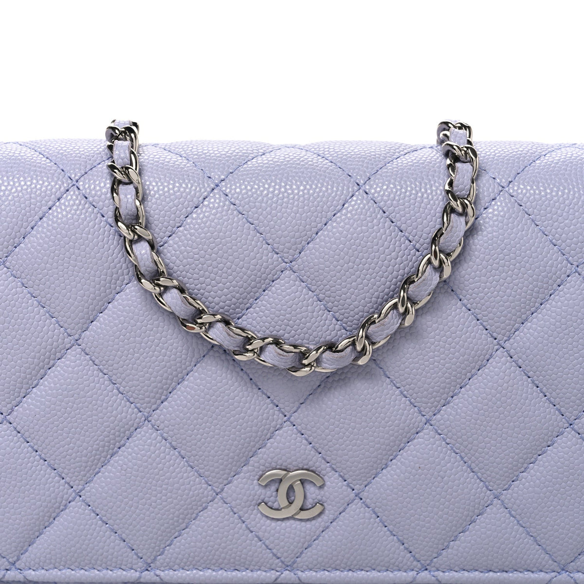 Caviar Quilted Wallet on Chain WOC Light Purple wholesalehk.shop