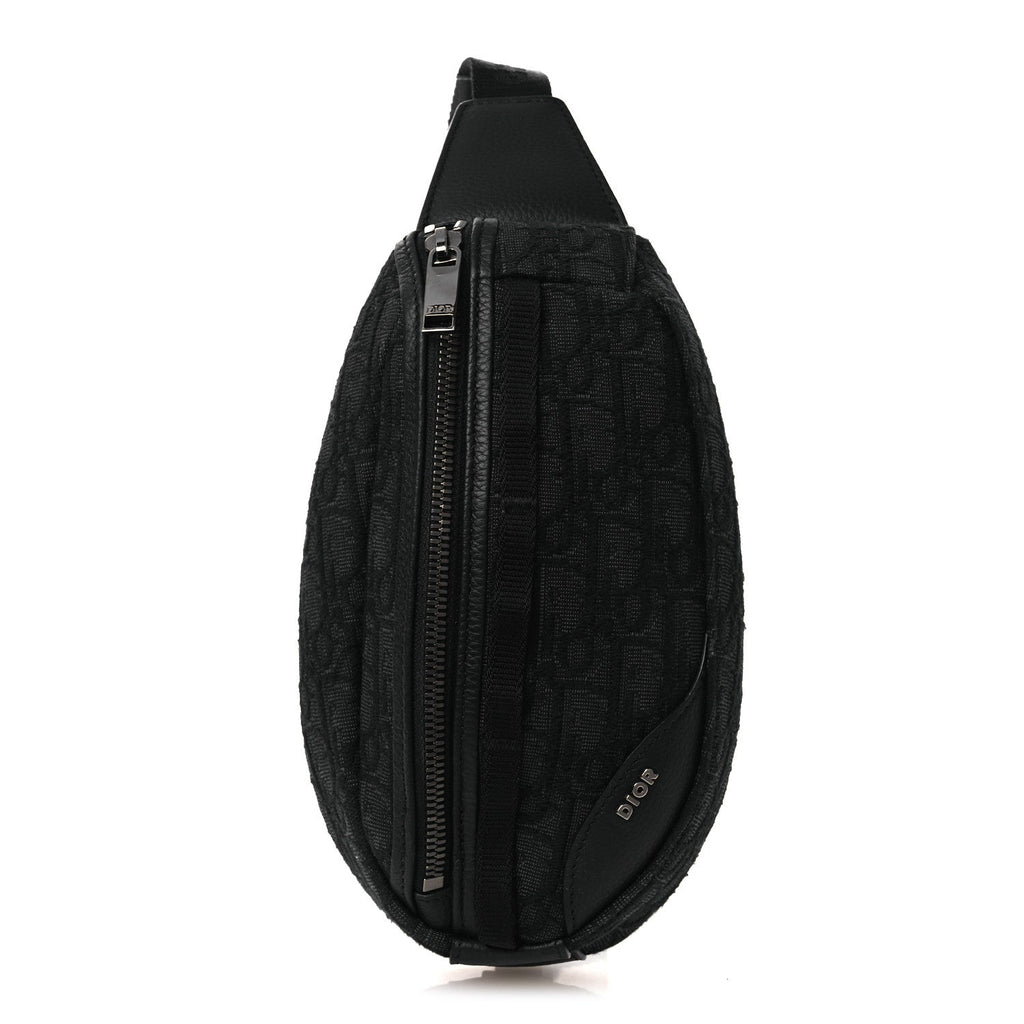 Grained Calfskin Oblique Scarab Sling Bag Black wholesalehk.shop