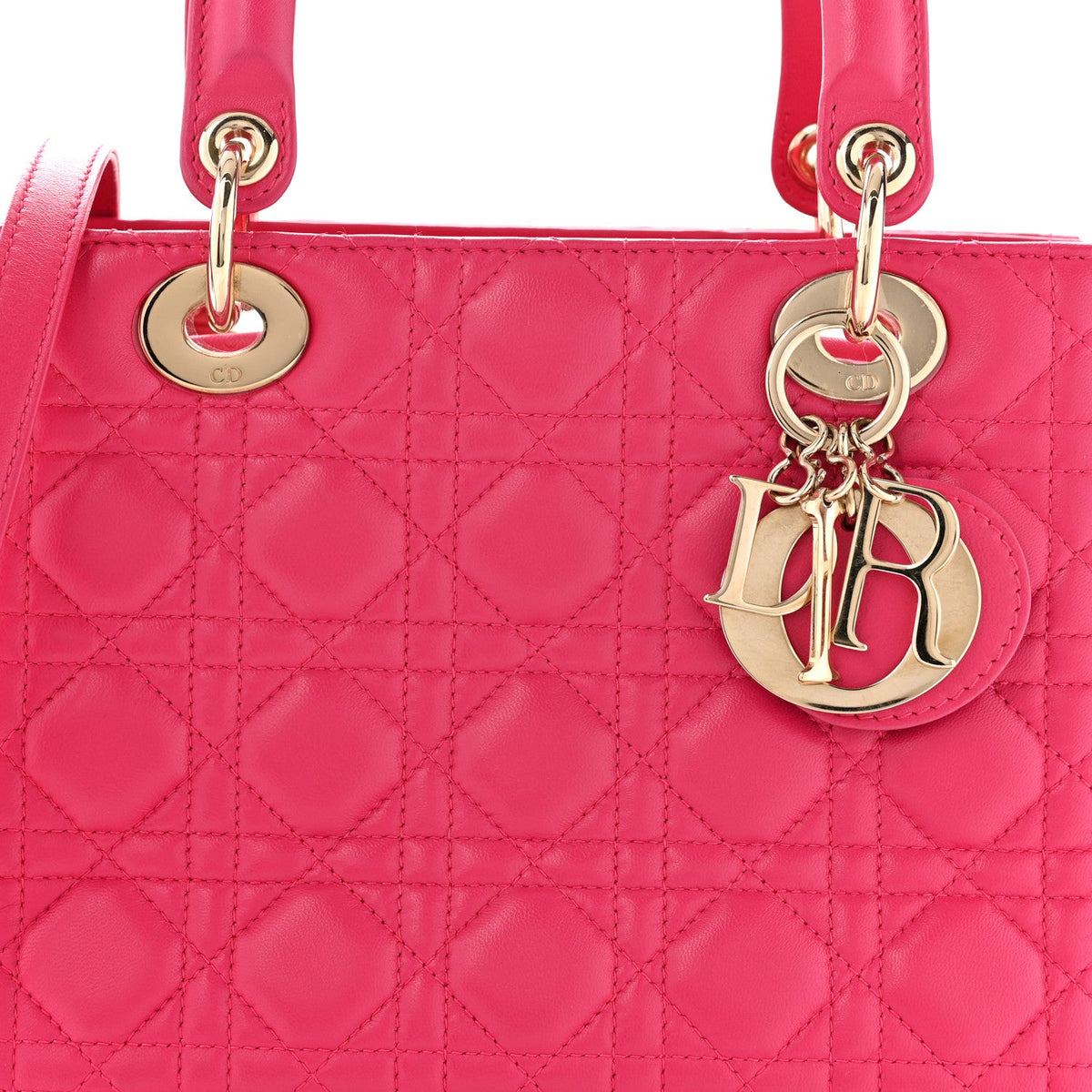 Lambskin Cannage Medium Lady Dior Fuchsia wholesalehk.shop