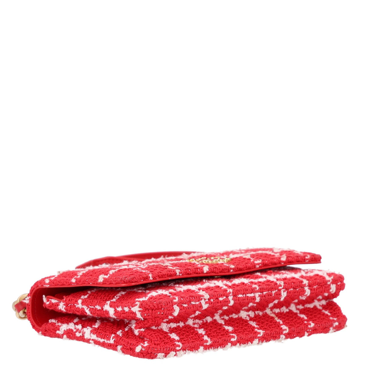Tweed Quilted Chanel 19 Wallet On Chain WOC Red White wholesalehk.shop