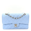 Caviar Quilted Small Double Flap Light Blue wholesalehk.shop