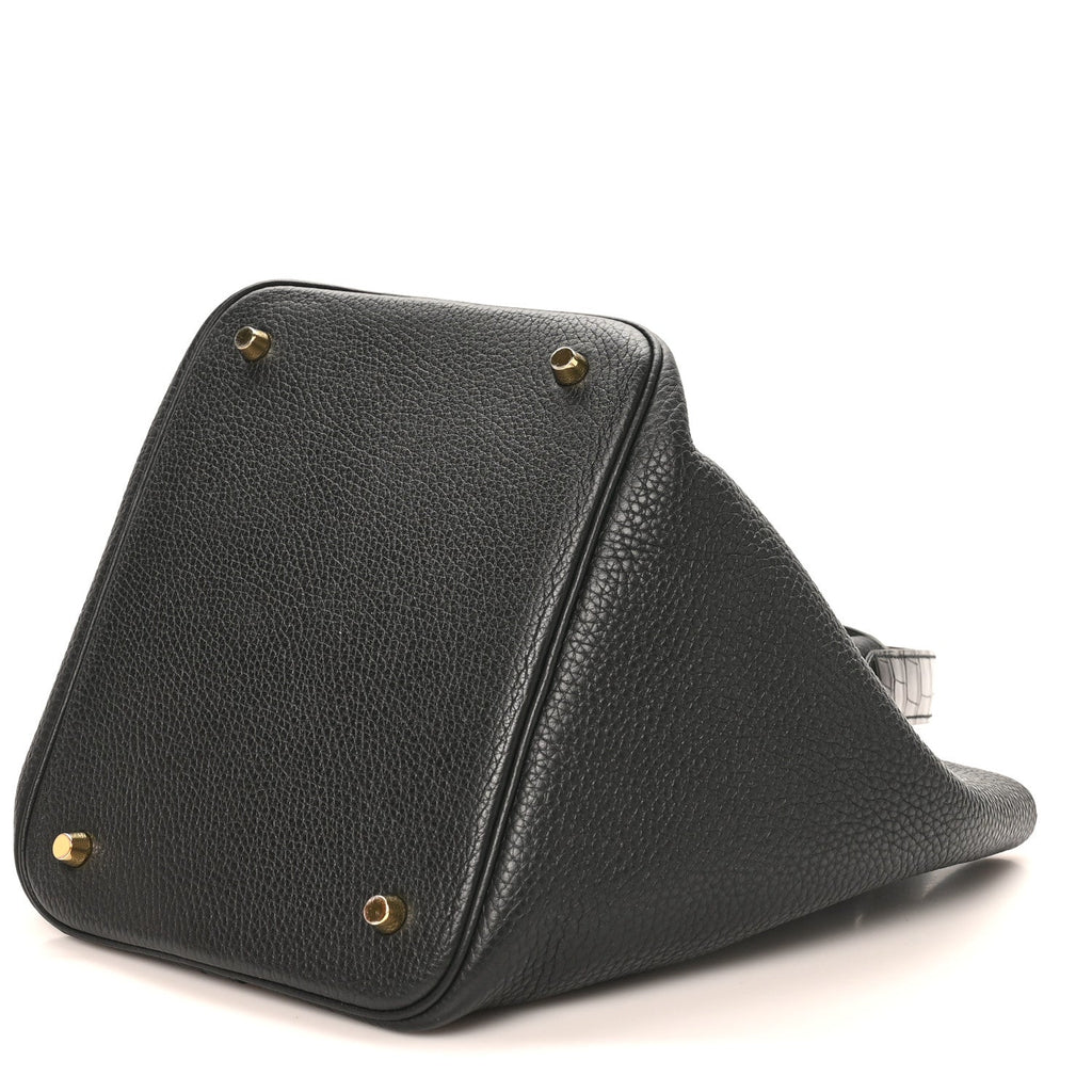 Taurillon Clemence Matte Alligator Picotin Lock Touch 22 MM Black £¨ Direct shipment via from wholesalehk.shop