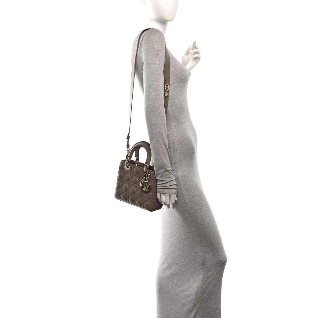 Lambskin Cannage Small My ABCDior Lady Dior Warm Taupe wholesalehk.shop