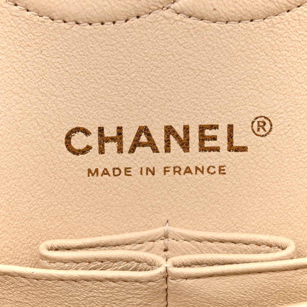 Caviar Quilted Medium Double Flap Light Beige wholesalehk.shop