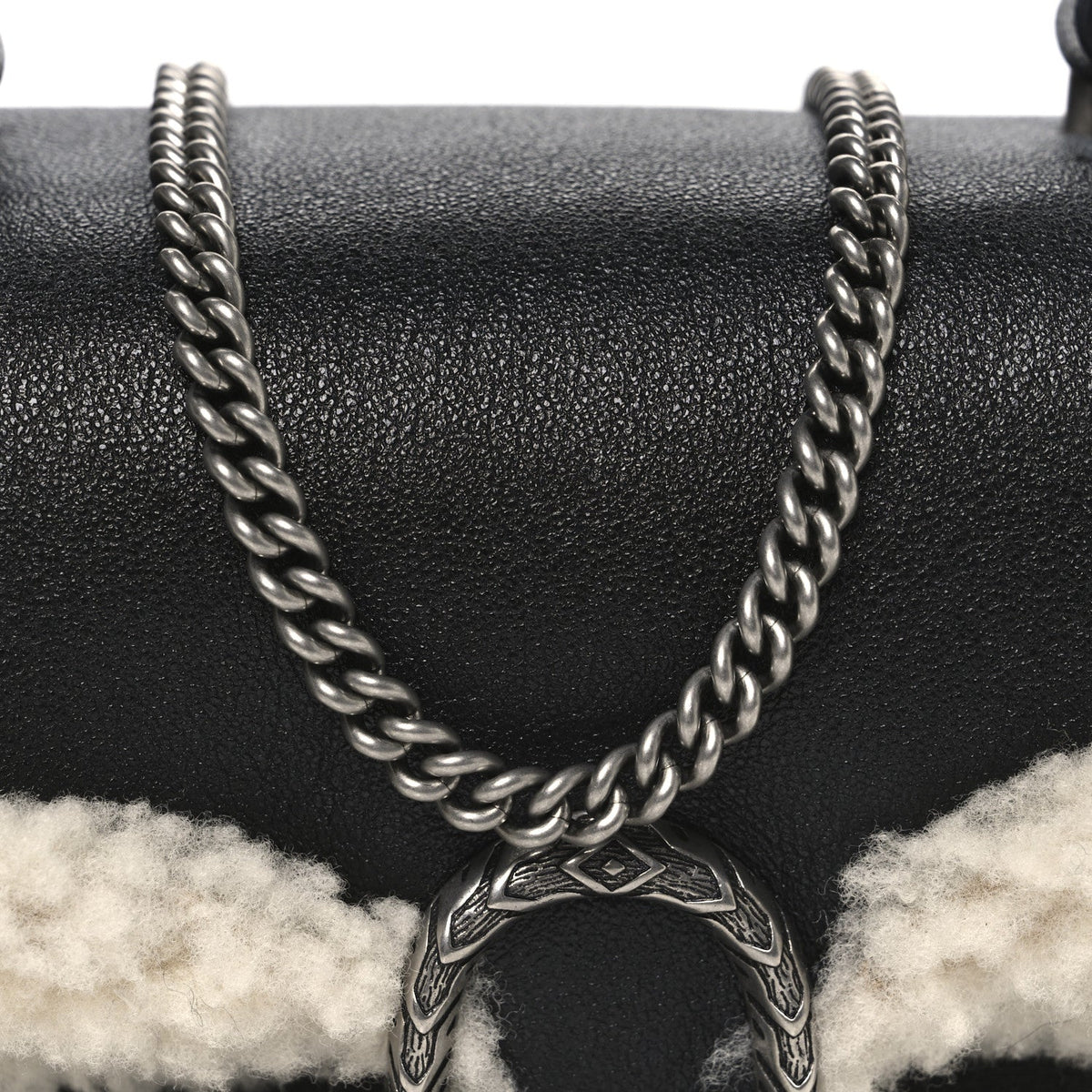 Sakai Be Green Calfskin Shearling Mini Dionysus Top Handle Bag Black wholesalehk.shop
