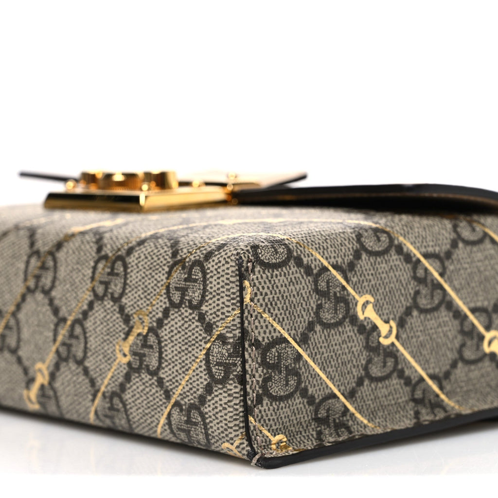 GG Supreme Monogram Calfskin Horsebit Print Mini Padlock Top Handle Shoulder Bag Beige Ebony Light Pink £¨ Direct shipment via from wholesalehk.shop