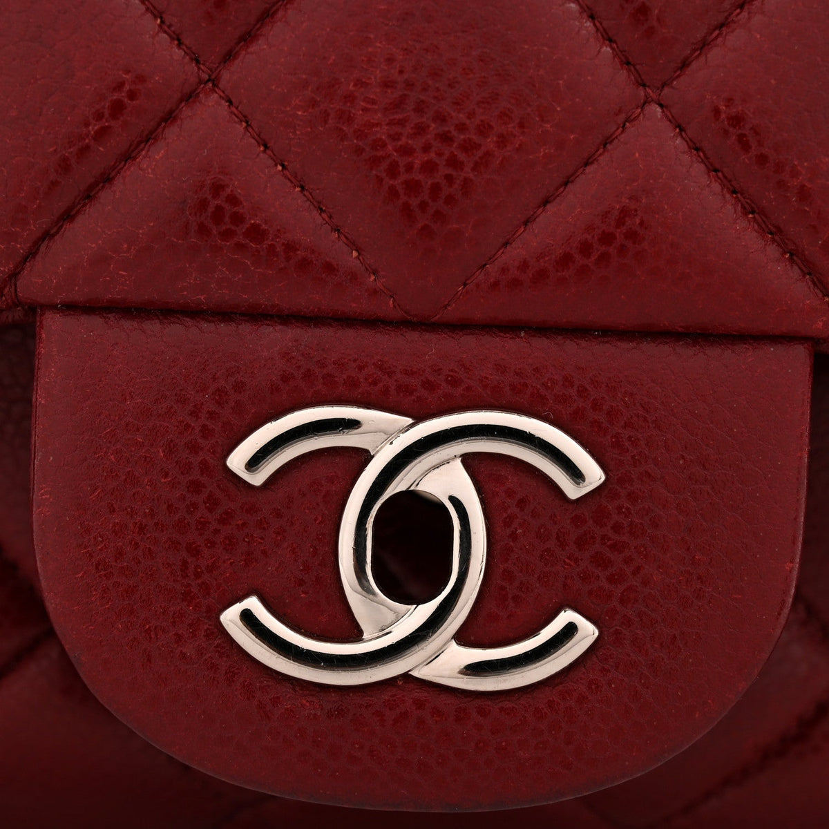 Caviar Quilted Jumbo Double Flap Dark Red wholesalehk.shop