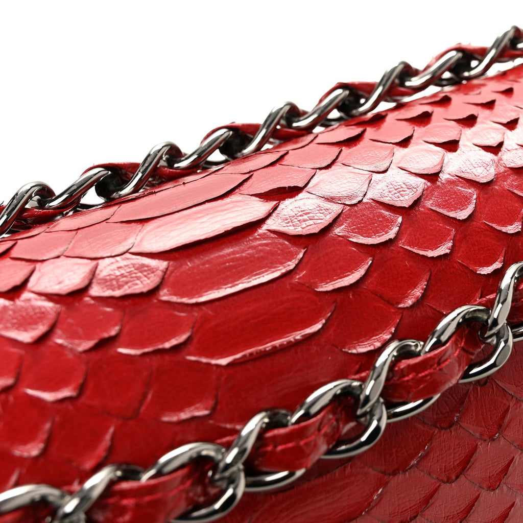 Snakeskin Jumbo Double Flap Red wholesalehk.shop