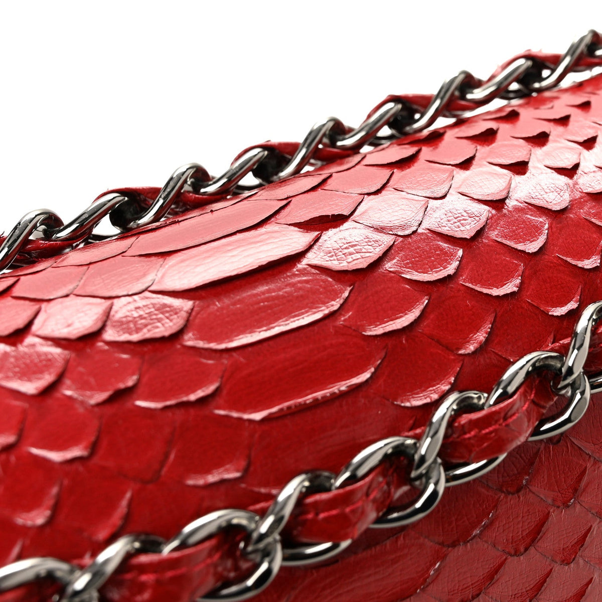 Snakeskin Jumbo Double Flap Red wholesalehk.shop