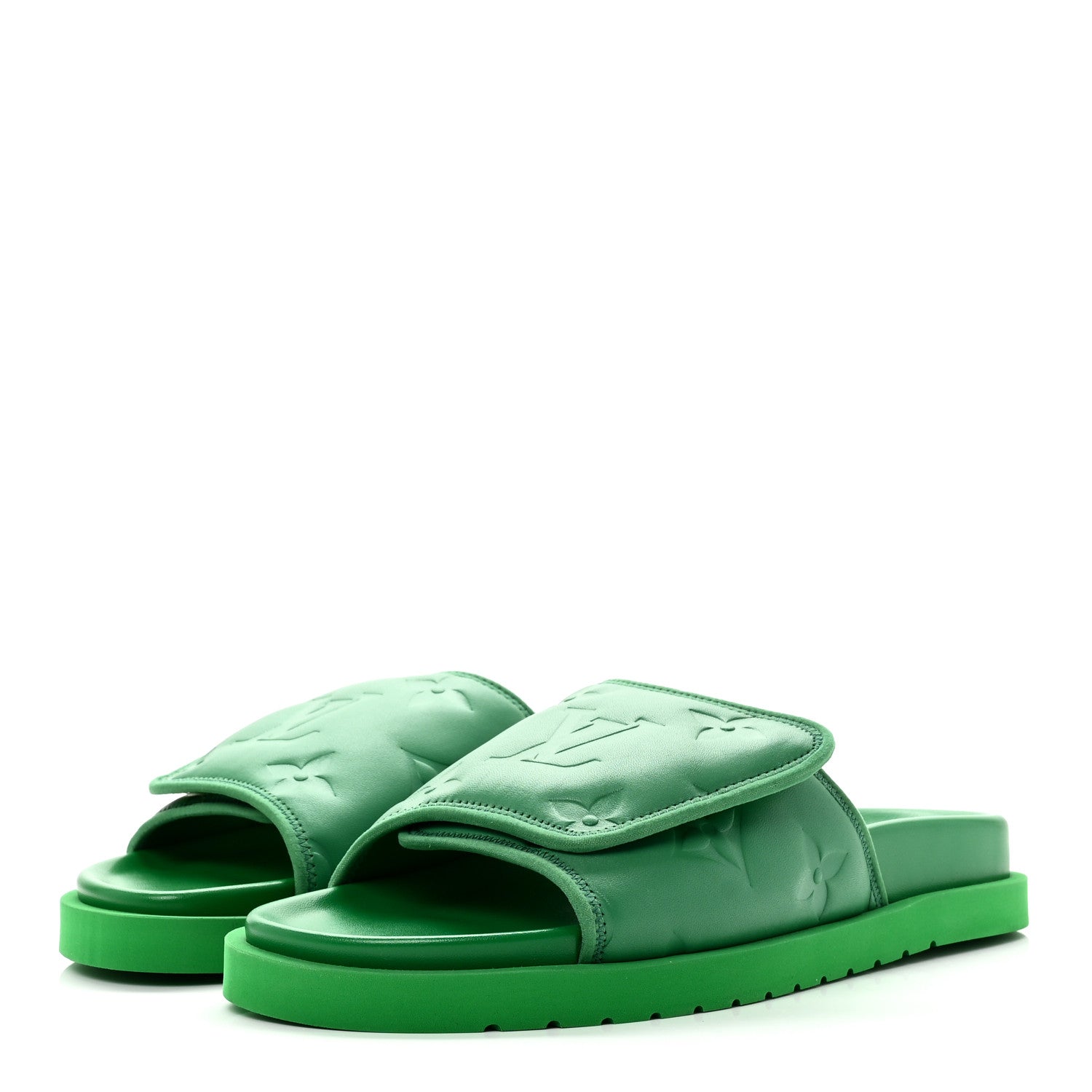 Embossed Monogram Pool Pillow Comfort Mules 9 Green £¨ Direct shipment via from wholesalehk.shop