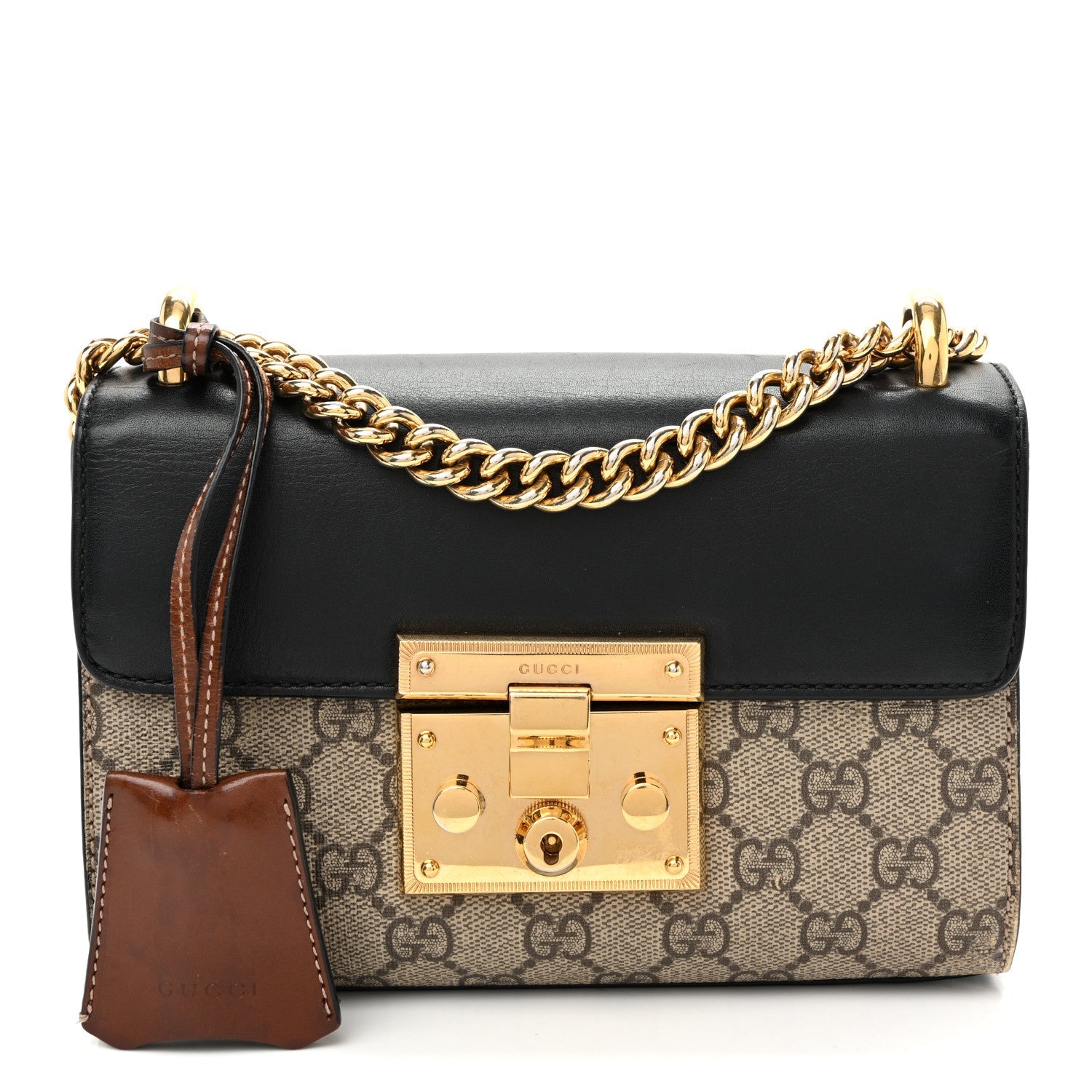 GG Supreme Monogram Calfskin Small Padlock Shoulder Bag Beige Black Cuir £¨ Direct shipment via from wholesalehk.shop