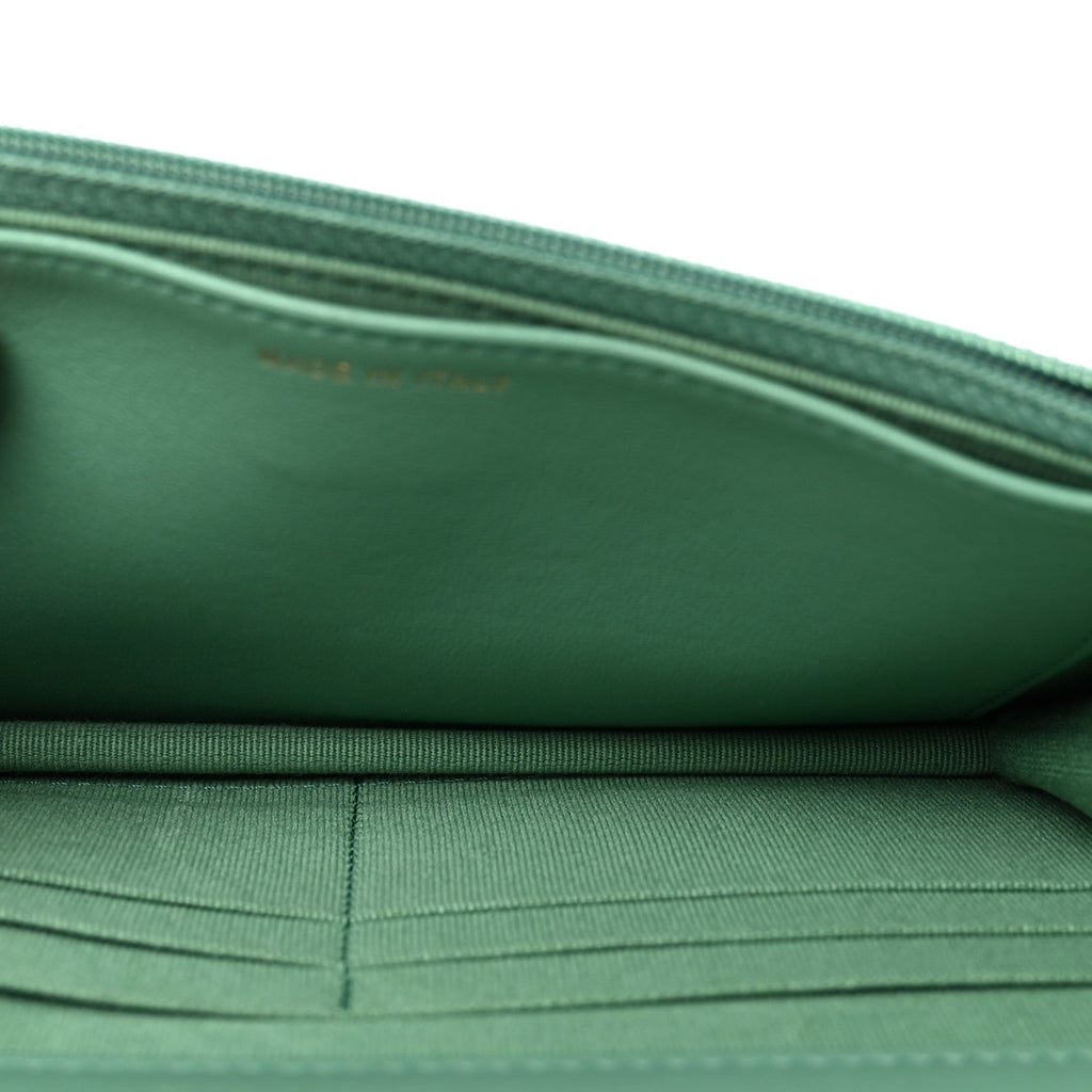 Lambskin Quilted Trendy CC Wallet On Chain WOC Green wholesalehk.shop