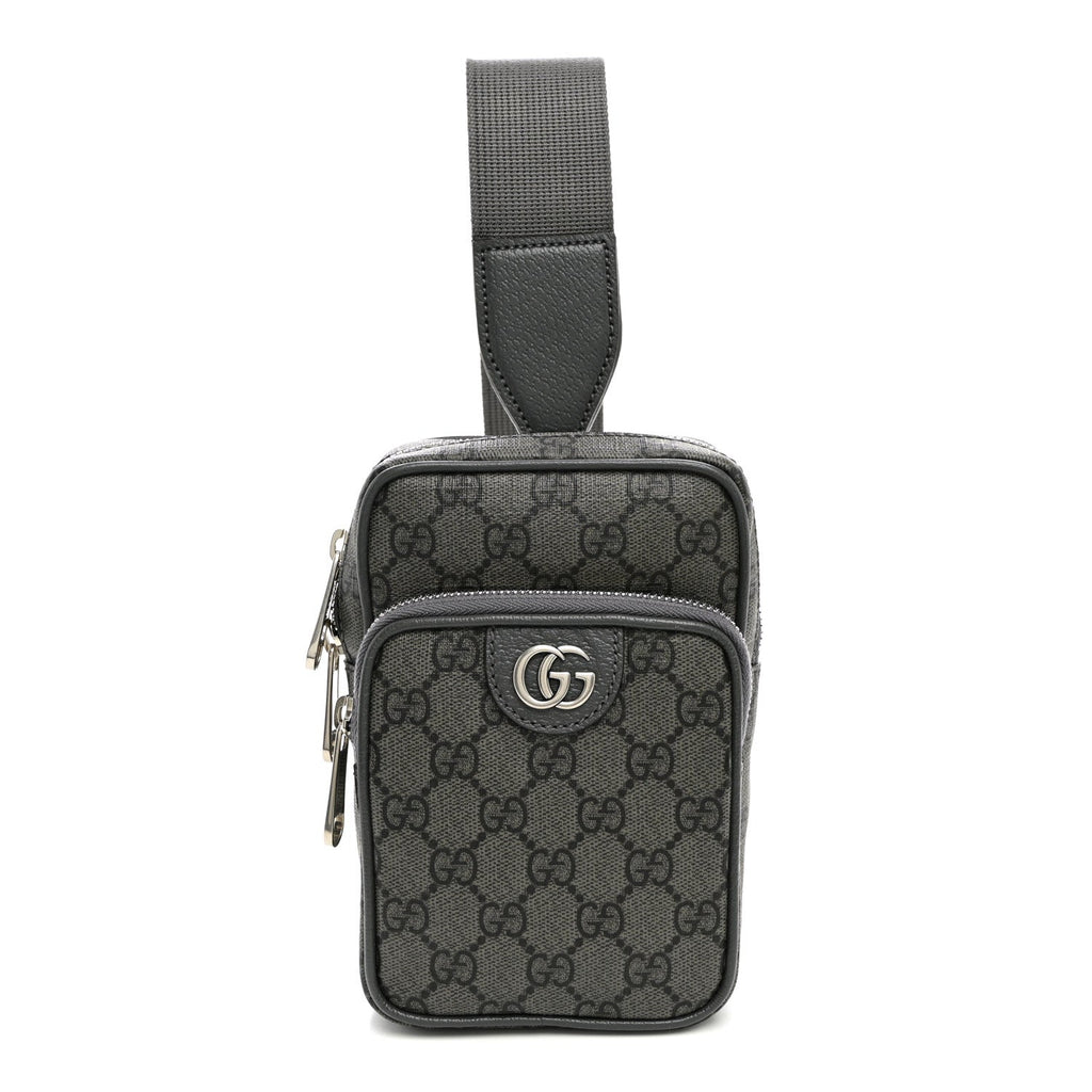 GG Supreme Monogram Textured Dollar Calfskin Mini Ophidia Messenger Grey Black Graphite Grey wholesalehk.shop