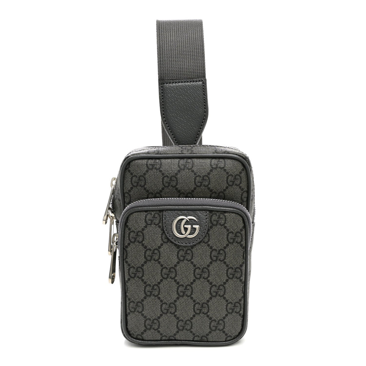 GG Supreme Monogram Textured Dollar Calfskin Mini Ophidia Messenger Grey Black Graphite Grey wholesalehk.shop
