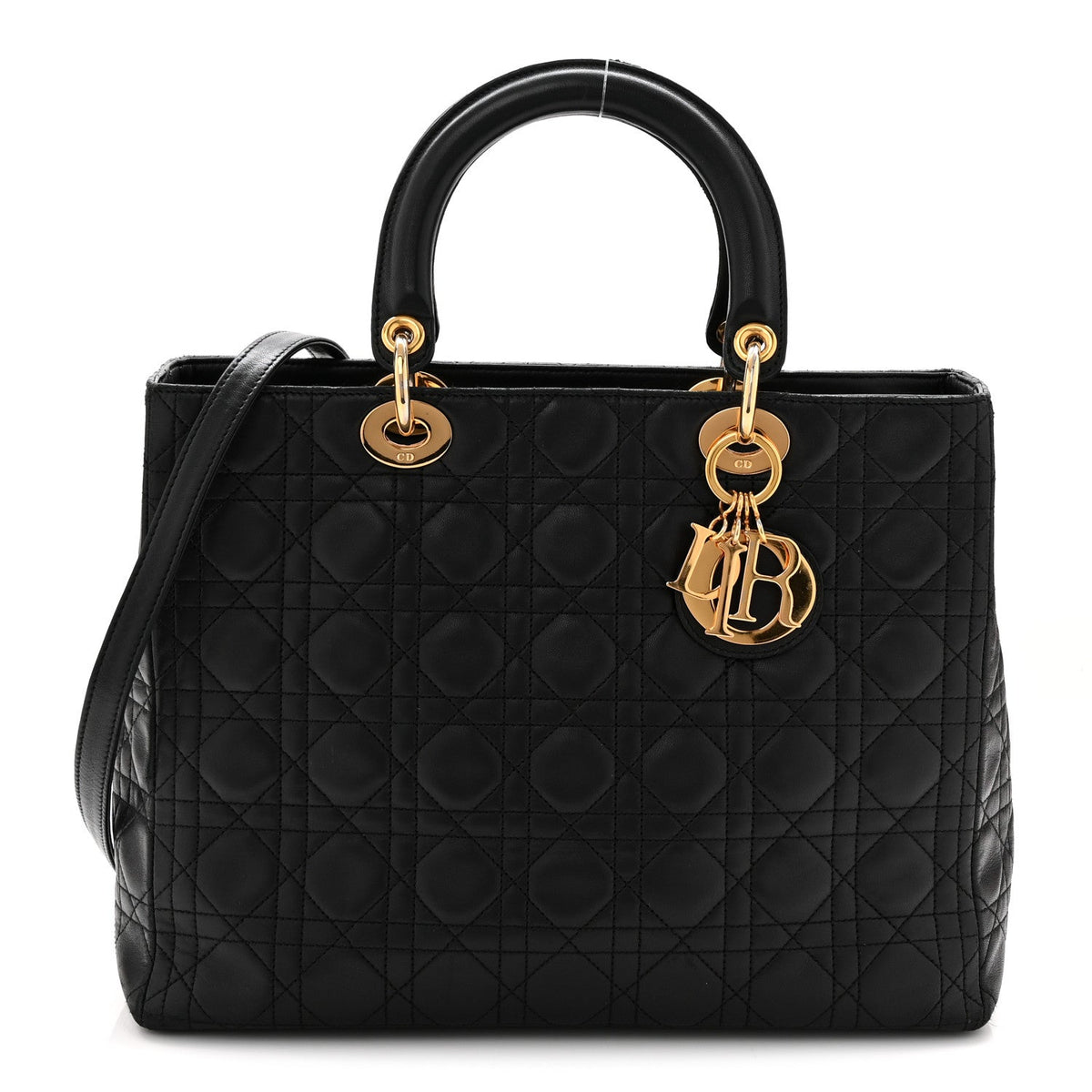 Lambskin Cannage Large Lady Dior Black wholesalehk.shop