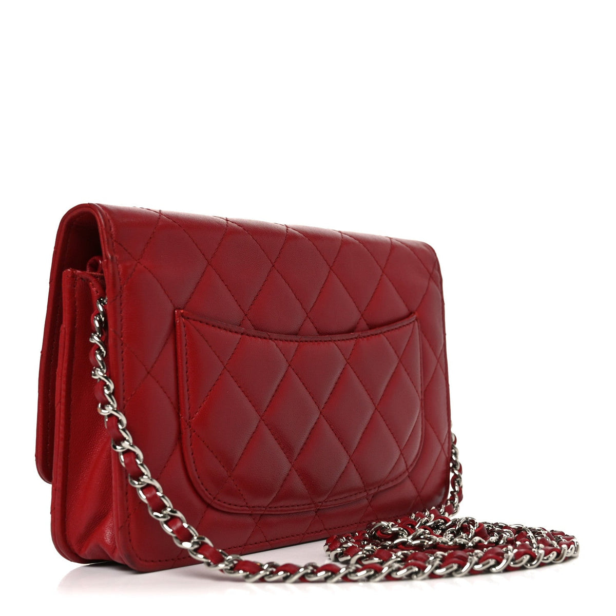Lambskin Quilted Wallet On Chain WOC Red wholesalehk.shop