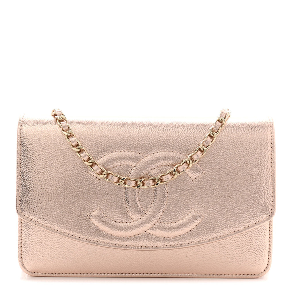 Metallic Caviar Timeless CC Wallet On Chain WOC Copper wholesalehk.shop