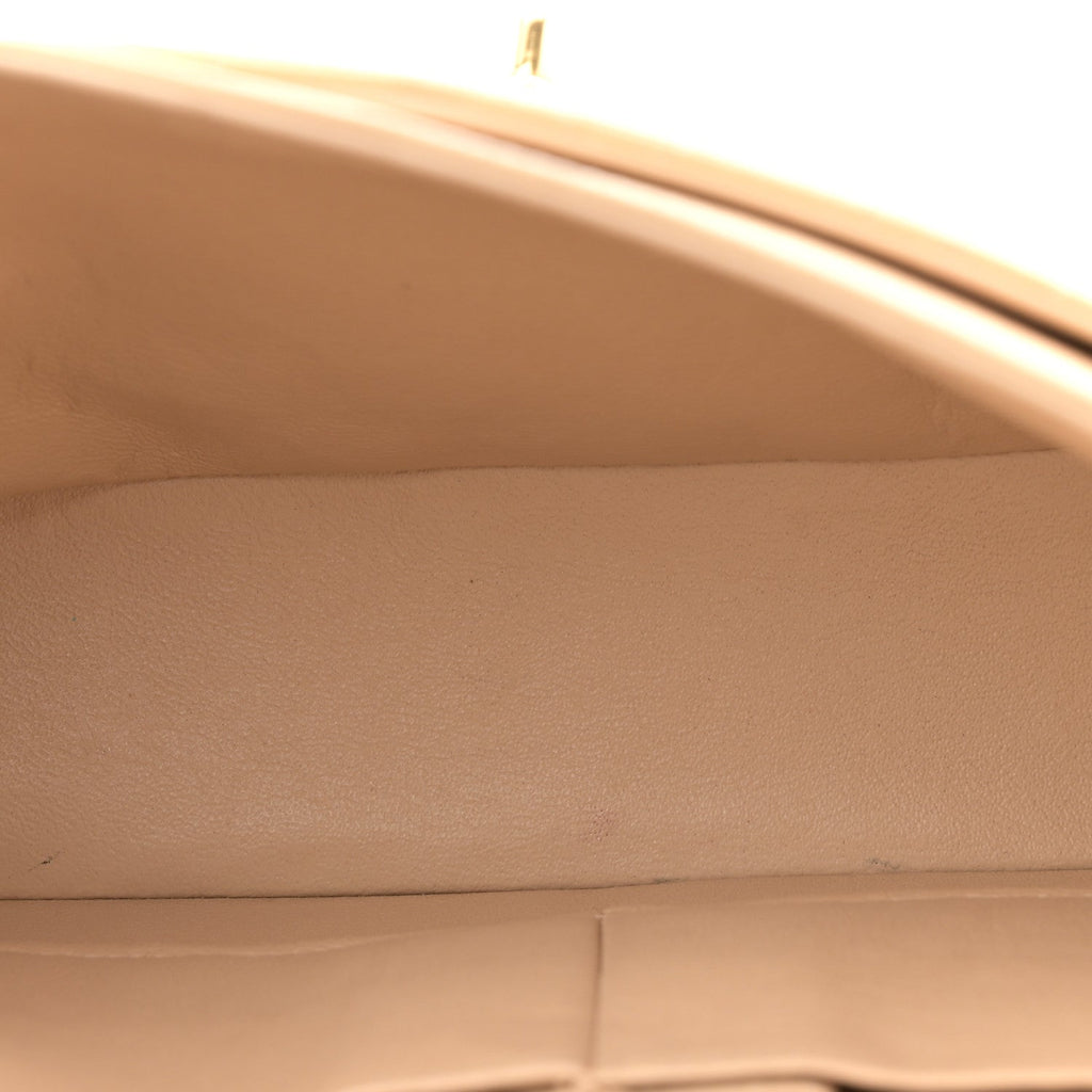 Caviar Quilted Medium Double Flap Beige wholesalehk.shop