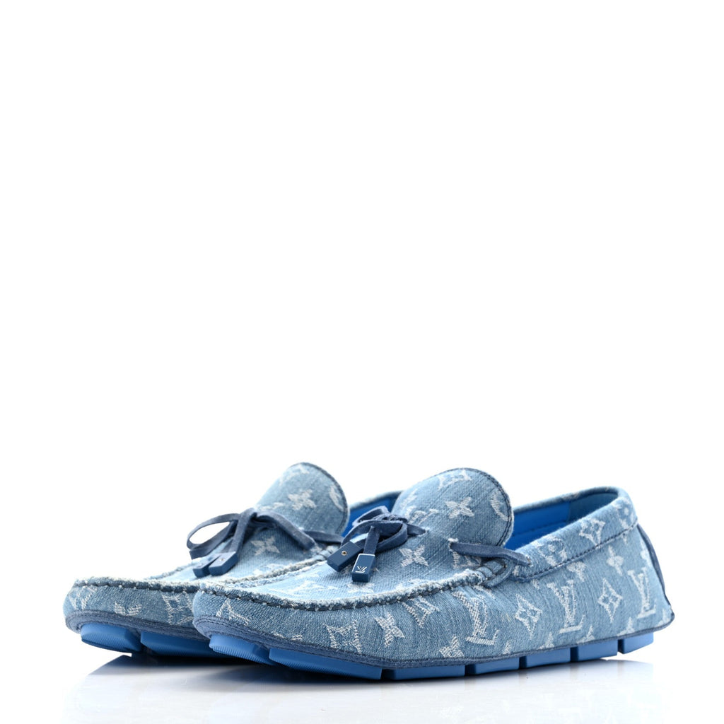 Monogram Denim Mens Driver Moccasin Loafers 8 Blue £¨ Direct shipment via from wholesalehk.shop
