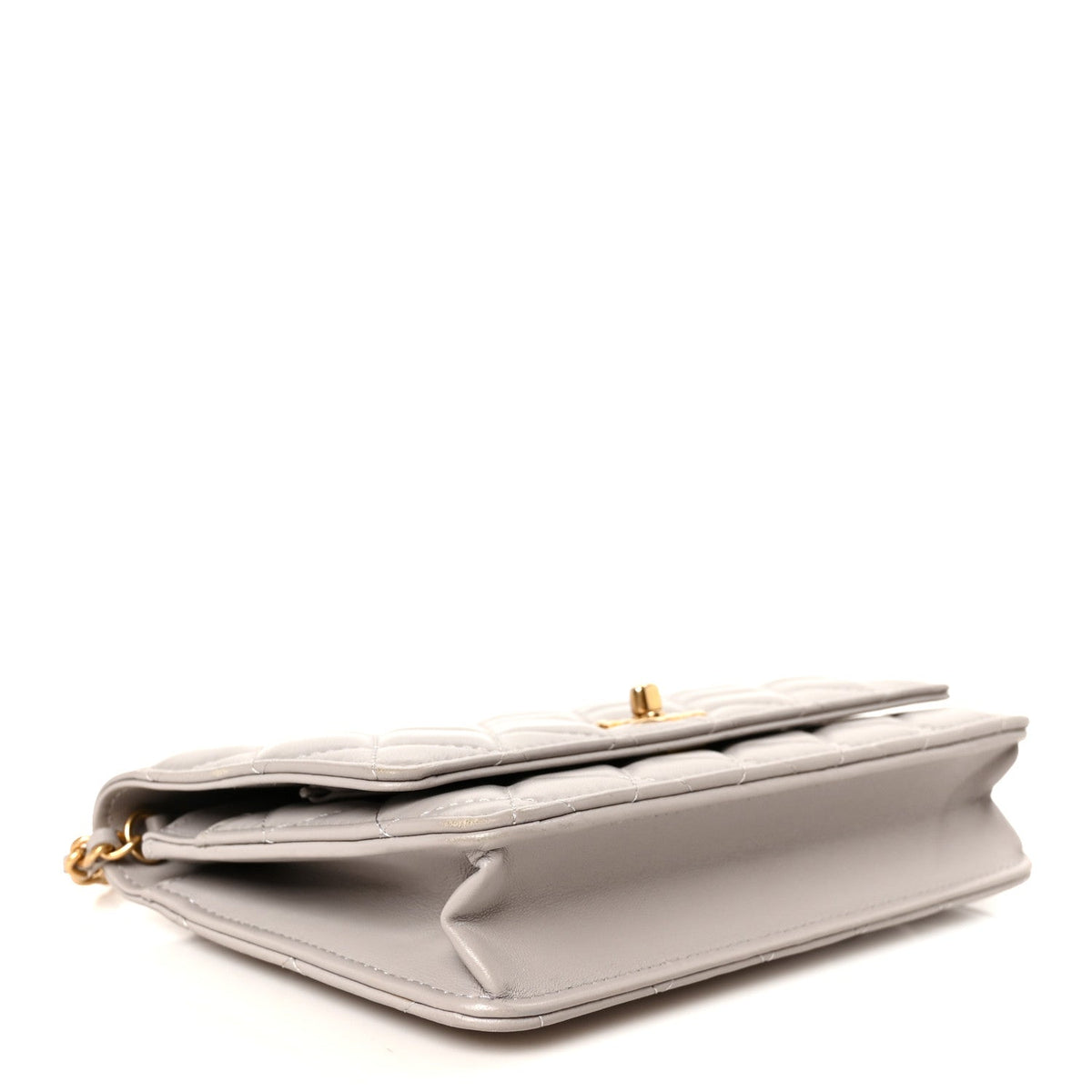 Lambskin Quilted CC Pearl Crush Wallet on Chain WOC Grey wholesalehk.shop