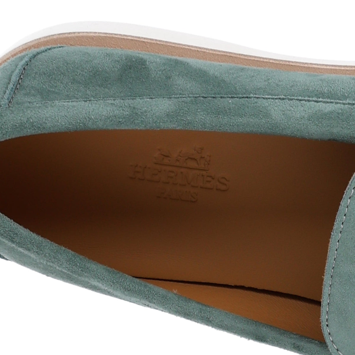 Suede Calfskin Womens Low Loafers 38 Vert Cedre wholesalehk.shop