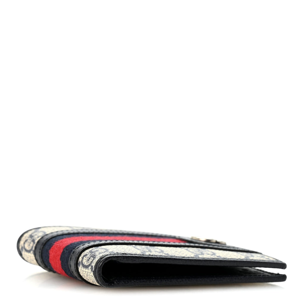 GG Supreme Monogram Web Mens Ophidia Bi-Fold Coin Wallet Beige Blue wholesalehk.shop