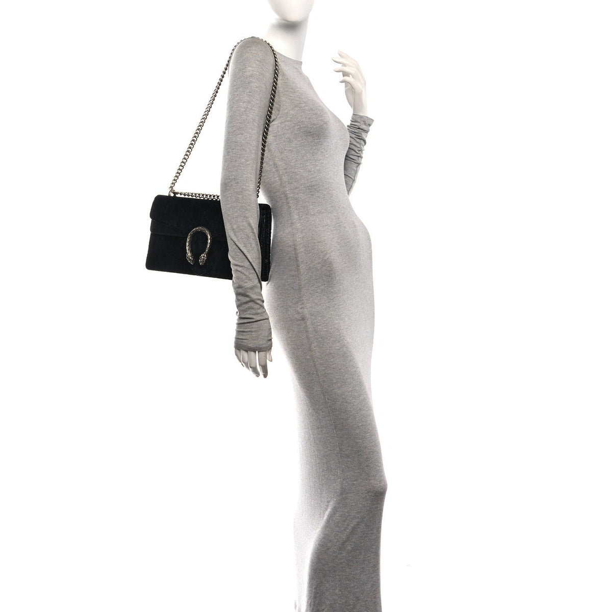 Velvet GG Monogram Small Dionysus Shoulder Bag Black wholesalehk.shop
