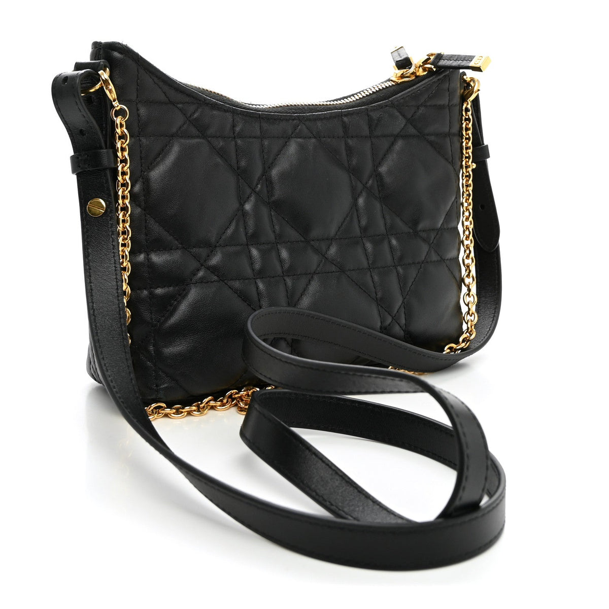 Calfskin Macrocannage Miss Caro Diorling Mini Bag with Chain Black wholesalehk.shop