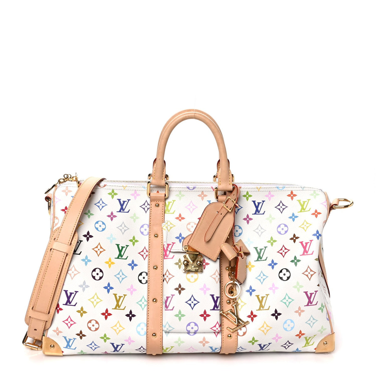 LV X TM Monogram Multicolor Keepall Bandouliere 45 White wholesalehk.shop
