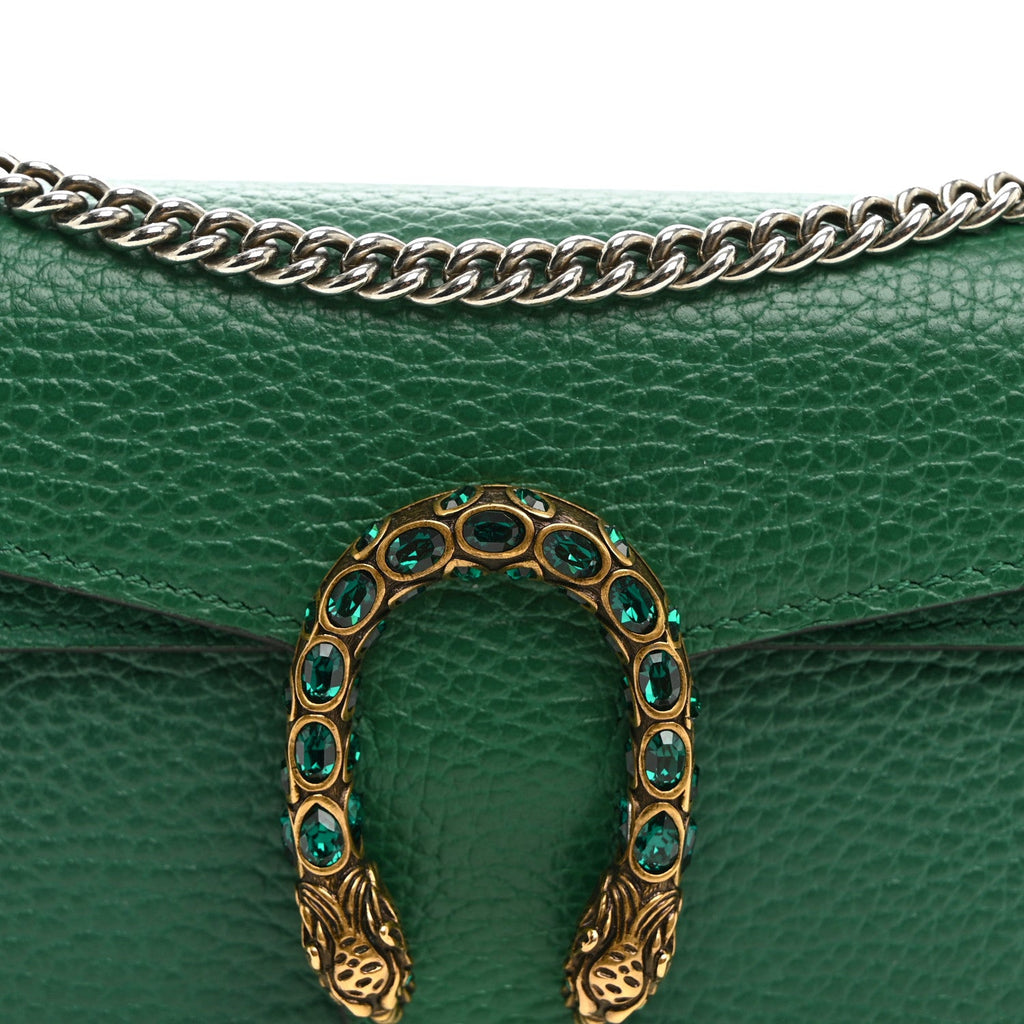 Dollar Calfskin Crystal Super Mini Dionysus Shoulder Bag Emerald wholesalehk.shop