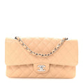 Caviar Quilted Medium Double Flap Beige wholesalehk.shop