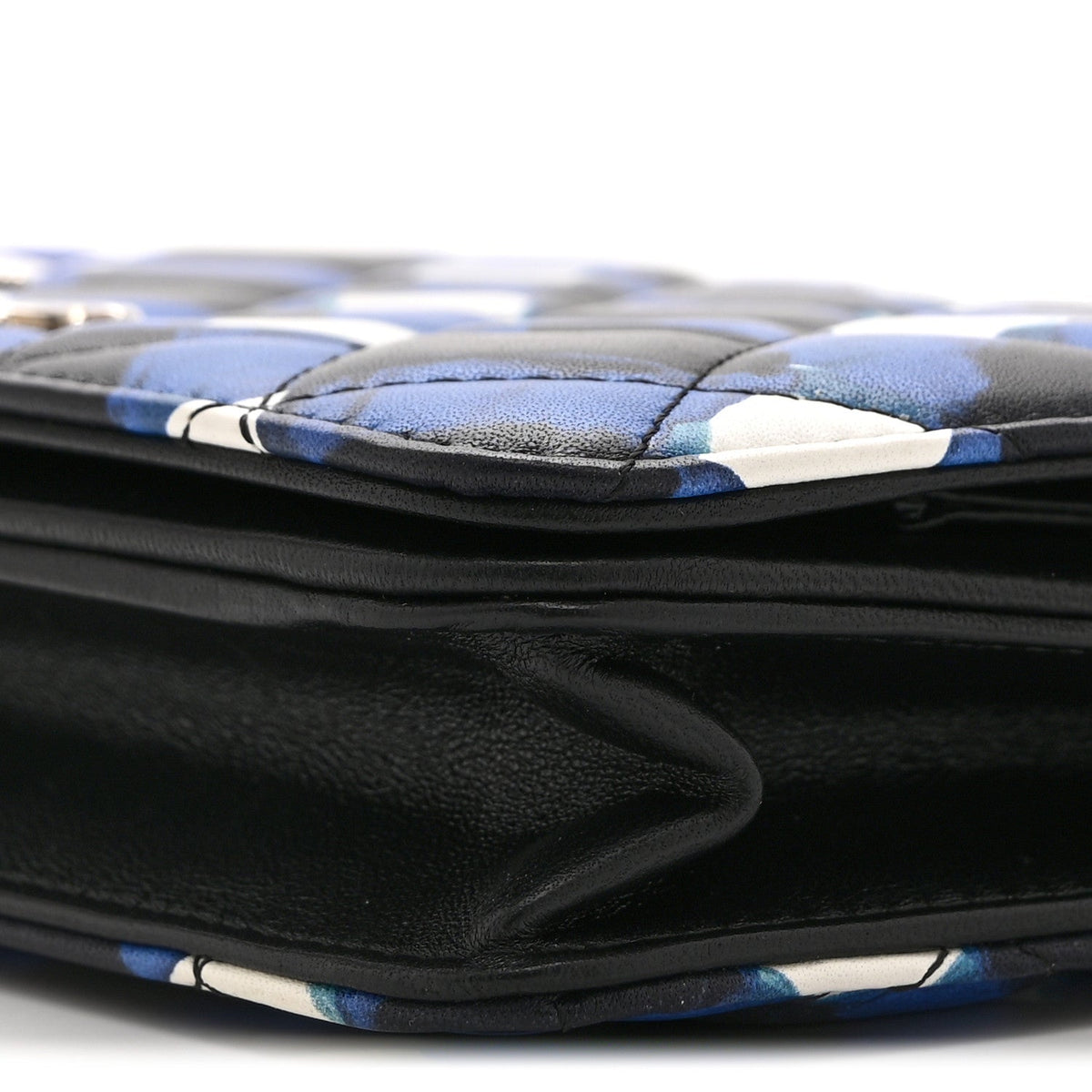 Printed Lambskin Airlines Wallet On Chain WOC White Blue Black wholesalehk.shop