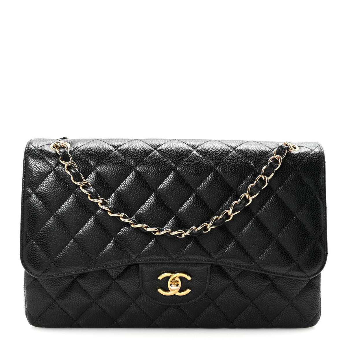 Caviar Quilted Jumbo Double Flap Black wholesalehk.shop