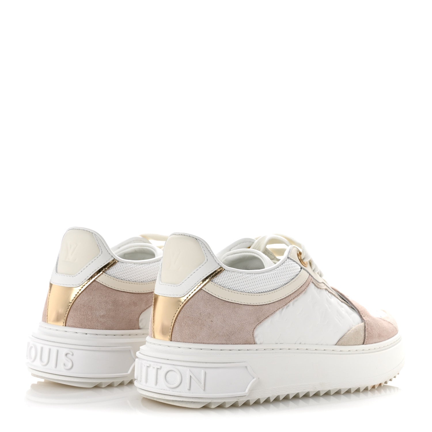 Suede Calfskin Monogram Embossed Time Out Sneakers 37 Rose Poudre £¨ Direct shipment via from wholesalehk.shop