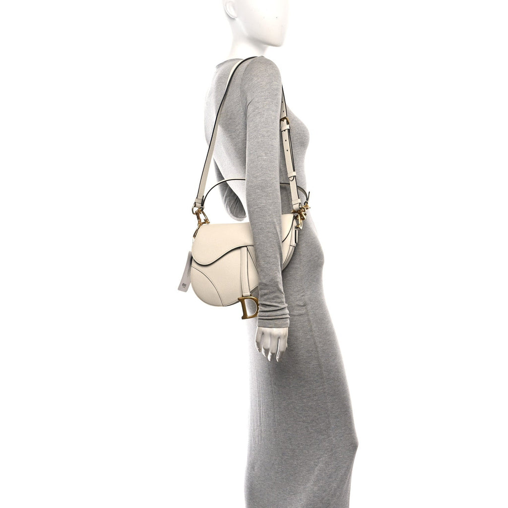 Grained Calfskin Saddle Bag With Strap Latte wholesalehk.shop