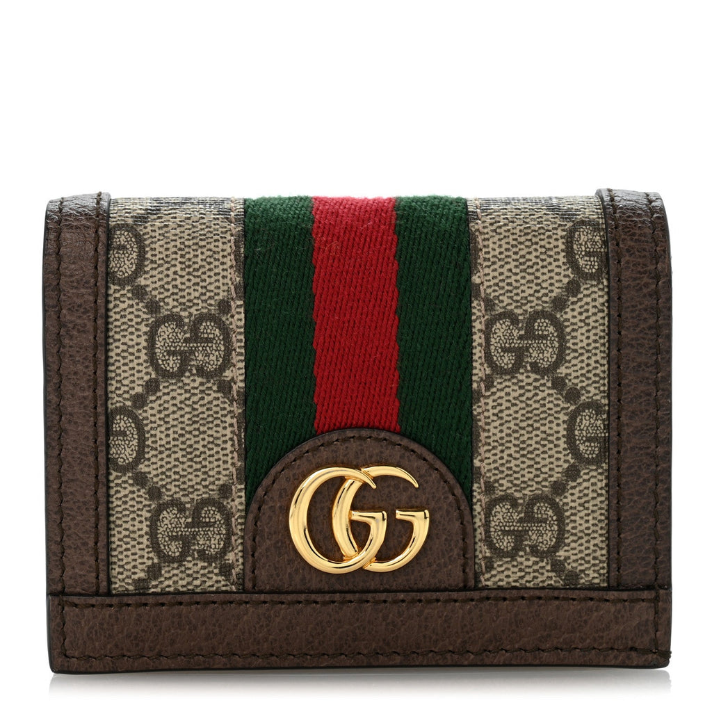 GG Supreme Monogram Web Ophidia Card Case Beige New Acero wholesalehk.shop