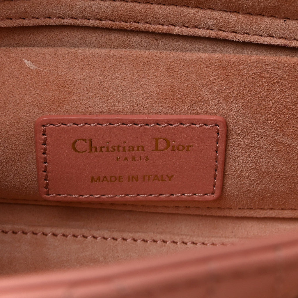Lambskin Cannage Small Lady D-Joy Light Pink wholesalehk.shop