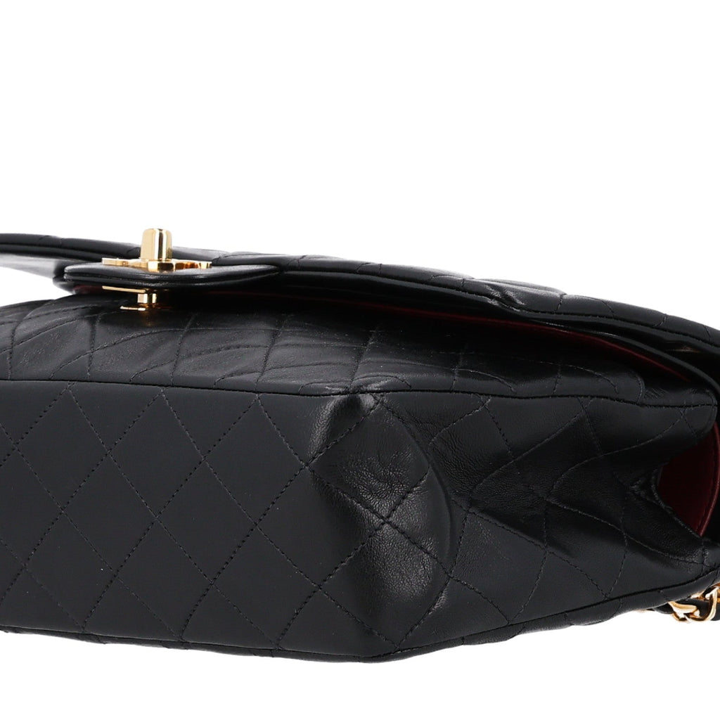 Lambskin Quilted Medium Double Flap Black wholesalehk.shop